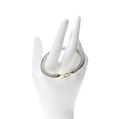 David Yurman Sterling Silver 18K Yellow Gold 7mm Cable Buckle Bracelet 2 of 5