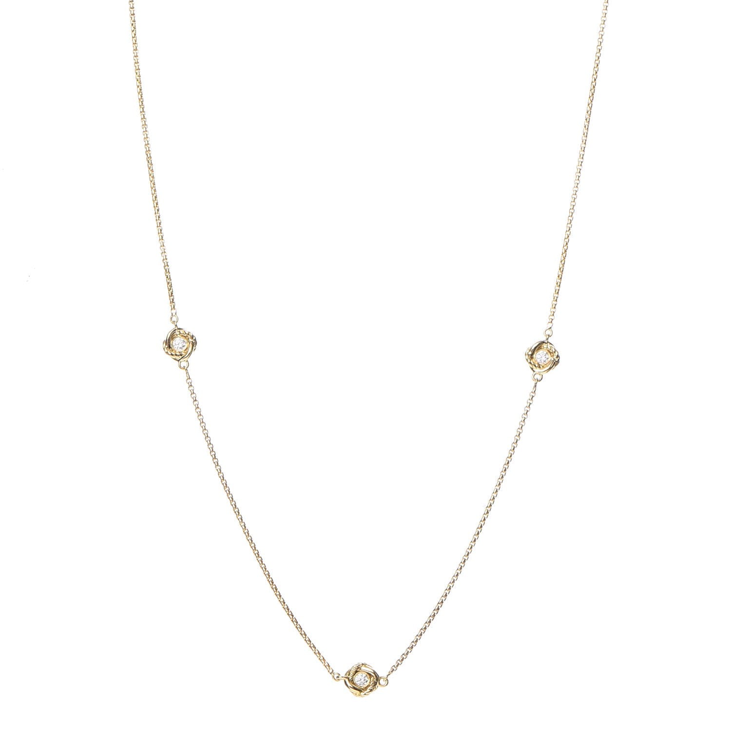 David Yurman 18K Yellow Gold Diamond Infinity Necklace 1 of 11