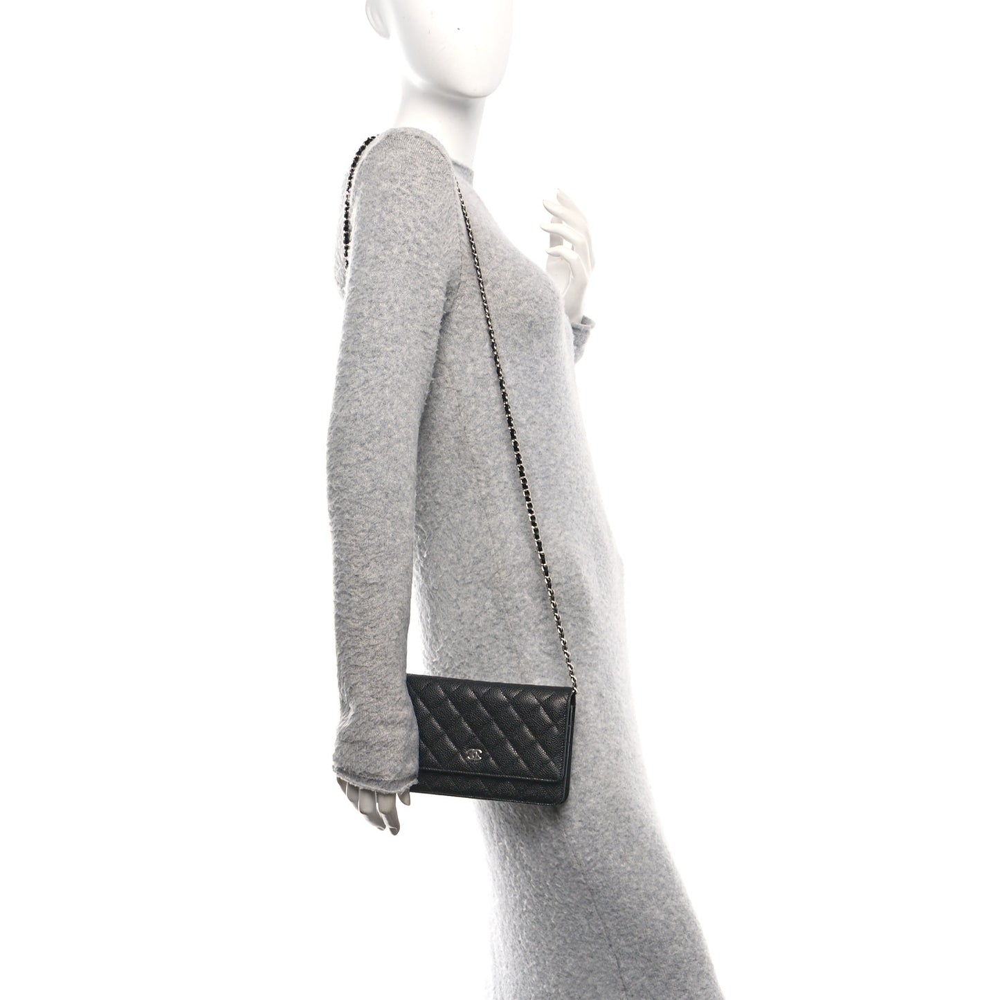 Caviar Quilted Wallet On Chain WOC Black