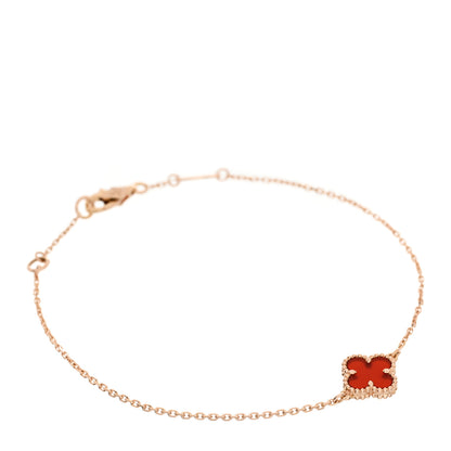 Van Cleef & Arpels 18K Rose Gold Carnelian Sweet Alhambra Bracelet 1 of 5