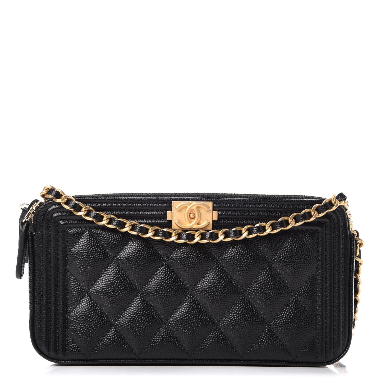 Chanel Caviar Quilted Small Boy Clutch With Chain Black 1 of 10