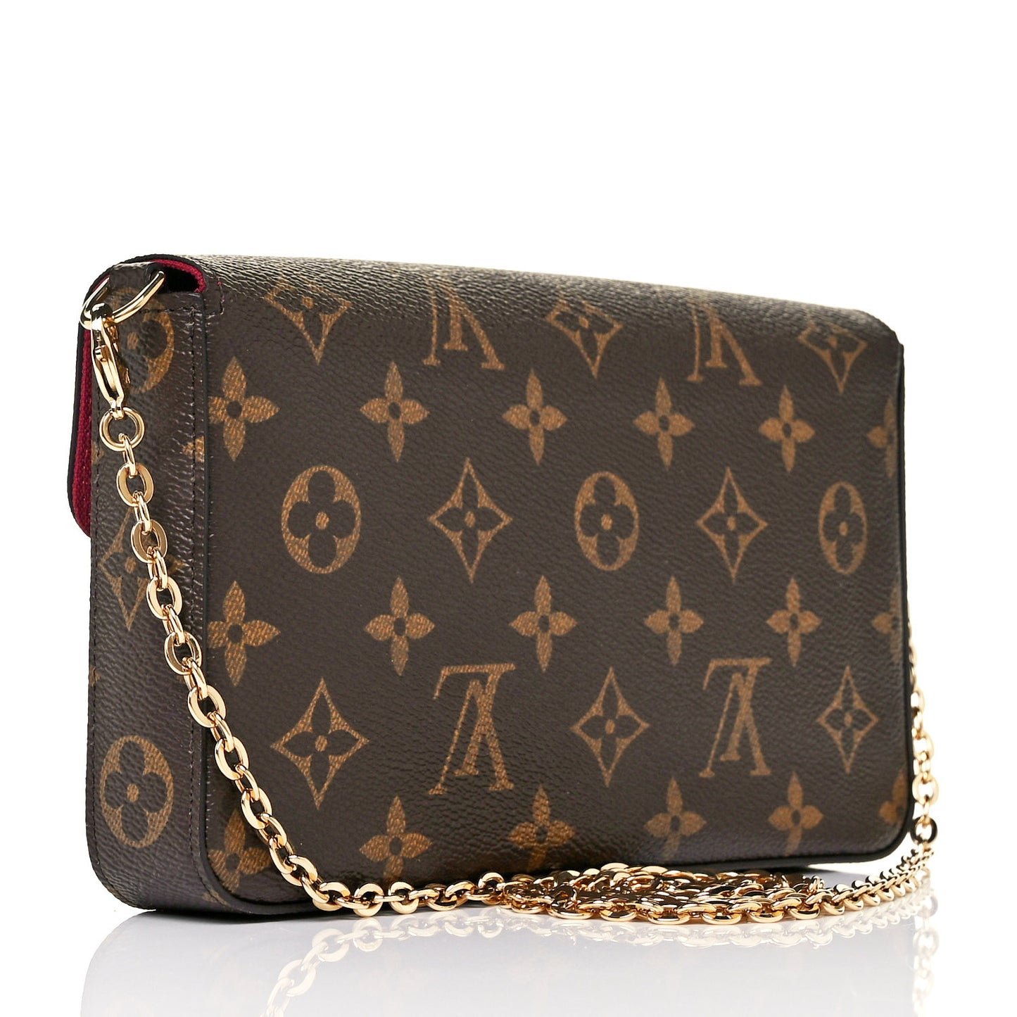 Monogram Pochette Felicie Chain Wallet Fuchsia