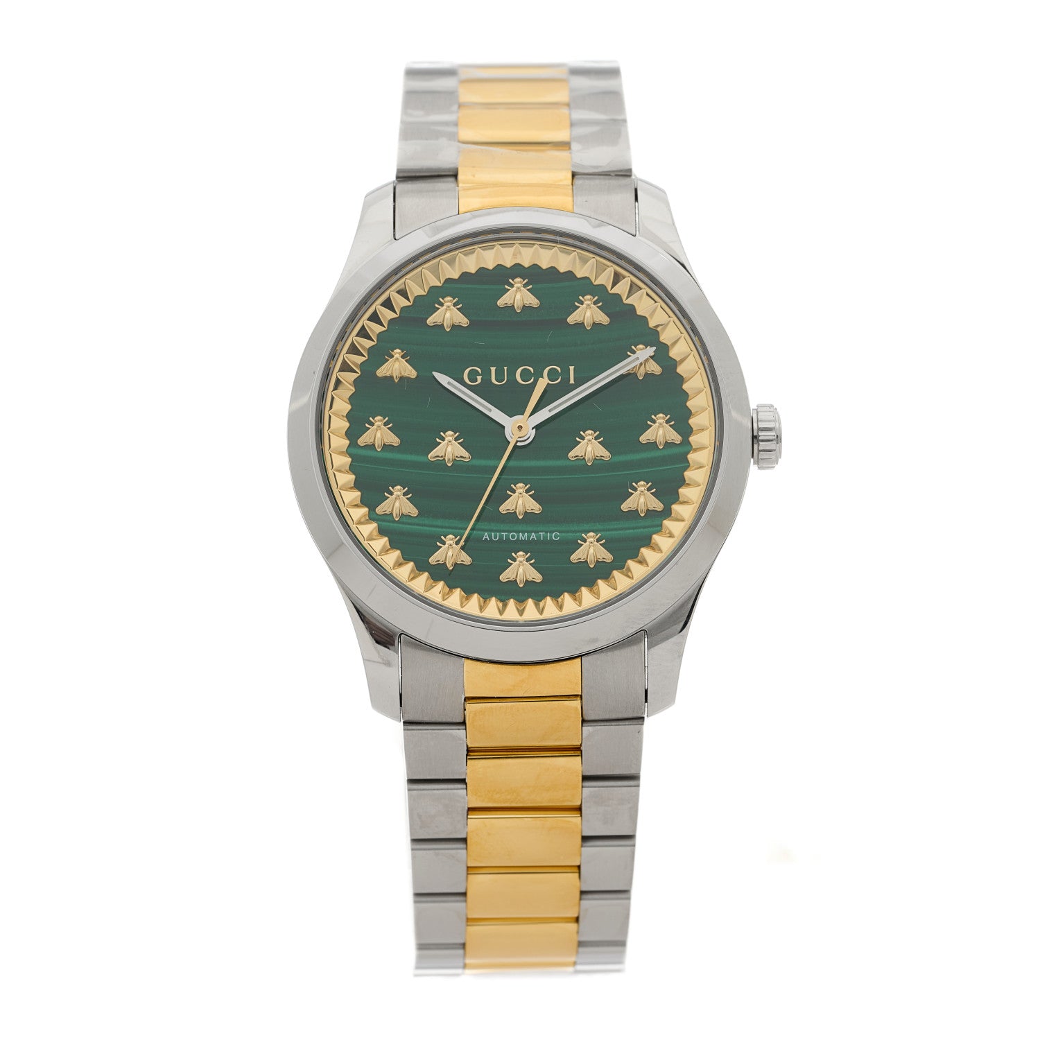 Gucci Stainless Steel Malachite 38mm G-Timeless Two Tone Bee Automatic Watch 1 of 5