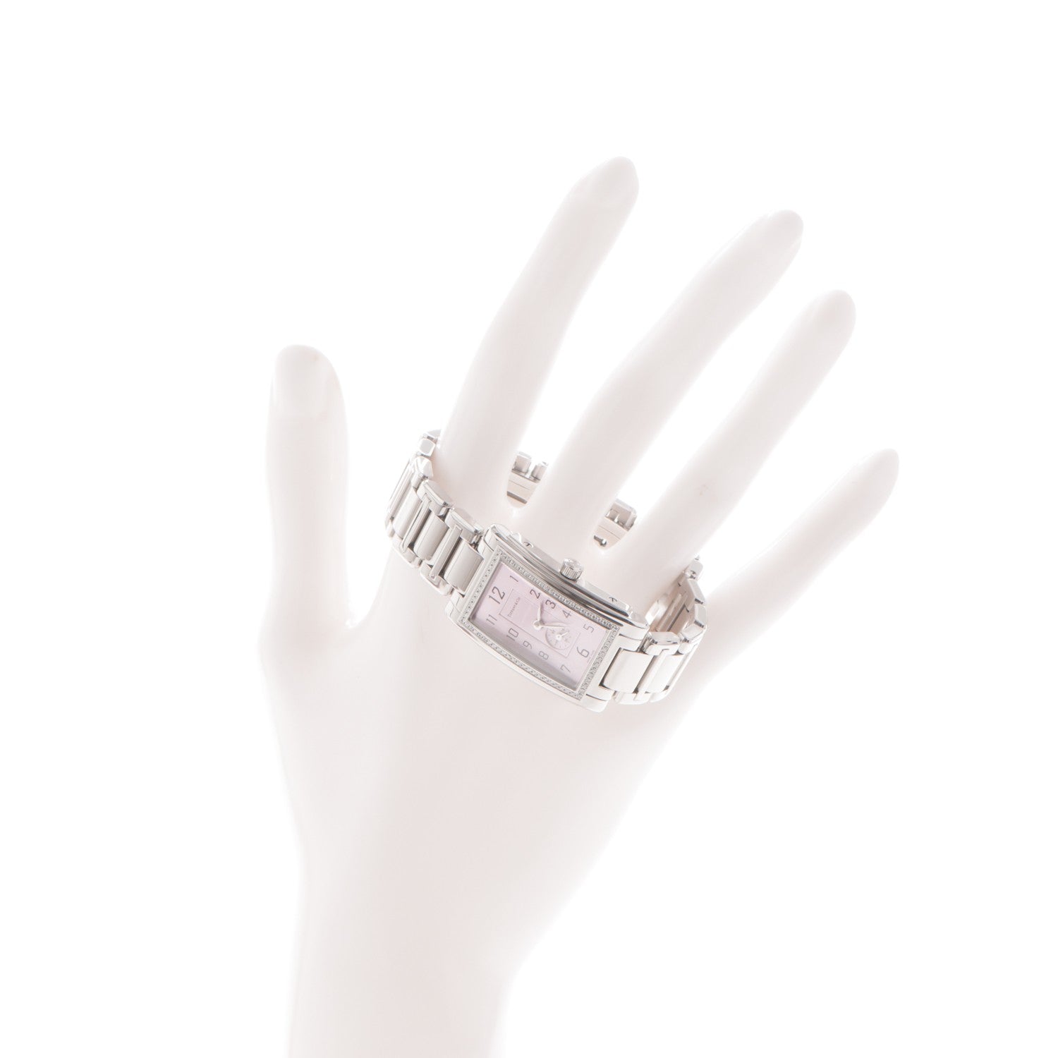 Tiffany Stainless Steel Diamond Bezel 22mm Grand Resonator Quartz Watch Pink 2 of 8