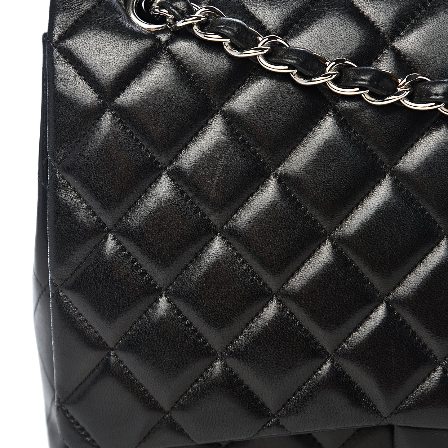 Lambskin Quilted Maxi Single Flap Black