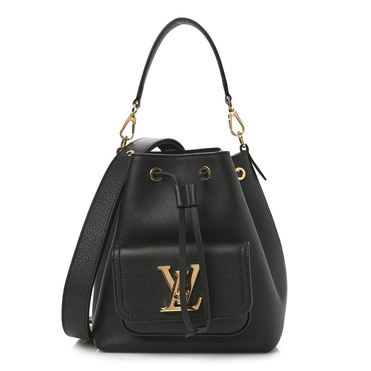 Calfskin Lockme Bucket MM Black