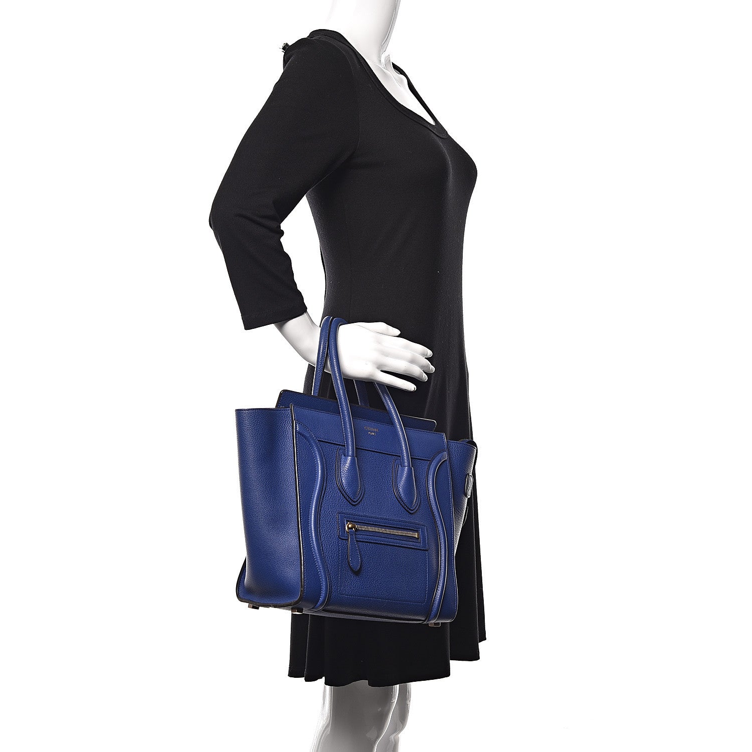 Celine Drummed Calfskin Micro Luggage Indigo 2 of 13