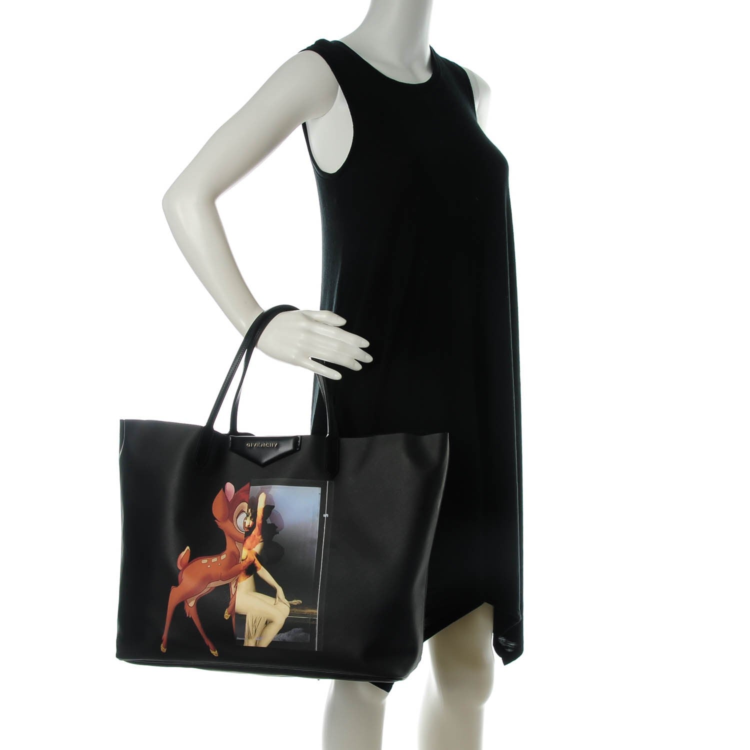 Givenchy Textured Coated Canvas Bambi Print Large Antigona Tote Black 2 of 7