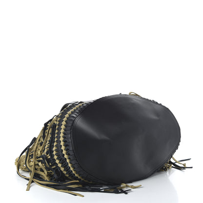 Loewe Calfskin Woven Tote Bag Gold Black 4 of 8