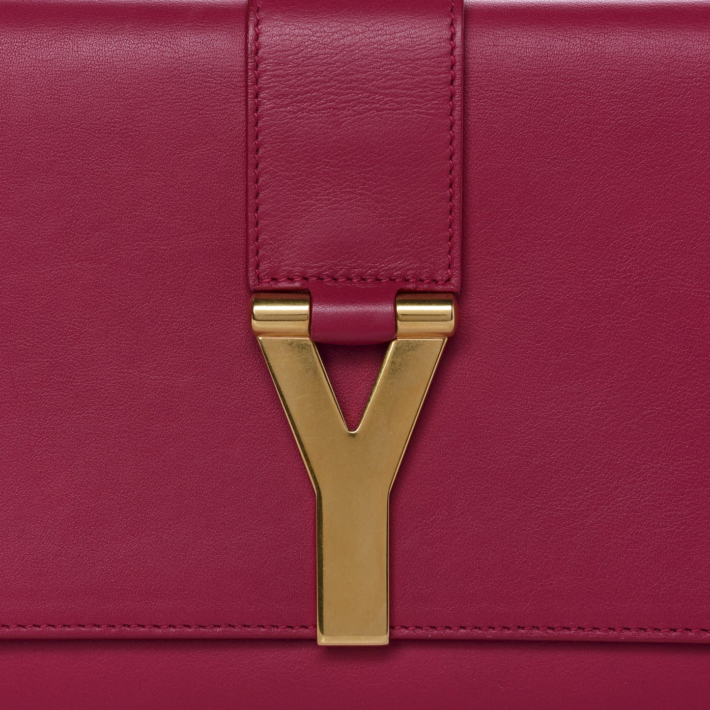 Calfskin Classic Y Ligne Clutch Fuchsia
