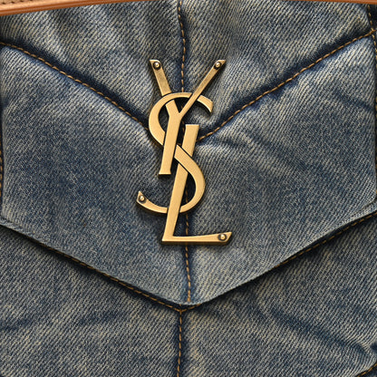 Saint Laurent Denim Quilted Small Loulou Puffer Monogram Chain Satchel Blue Cinnamon 9 of 11