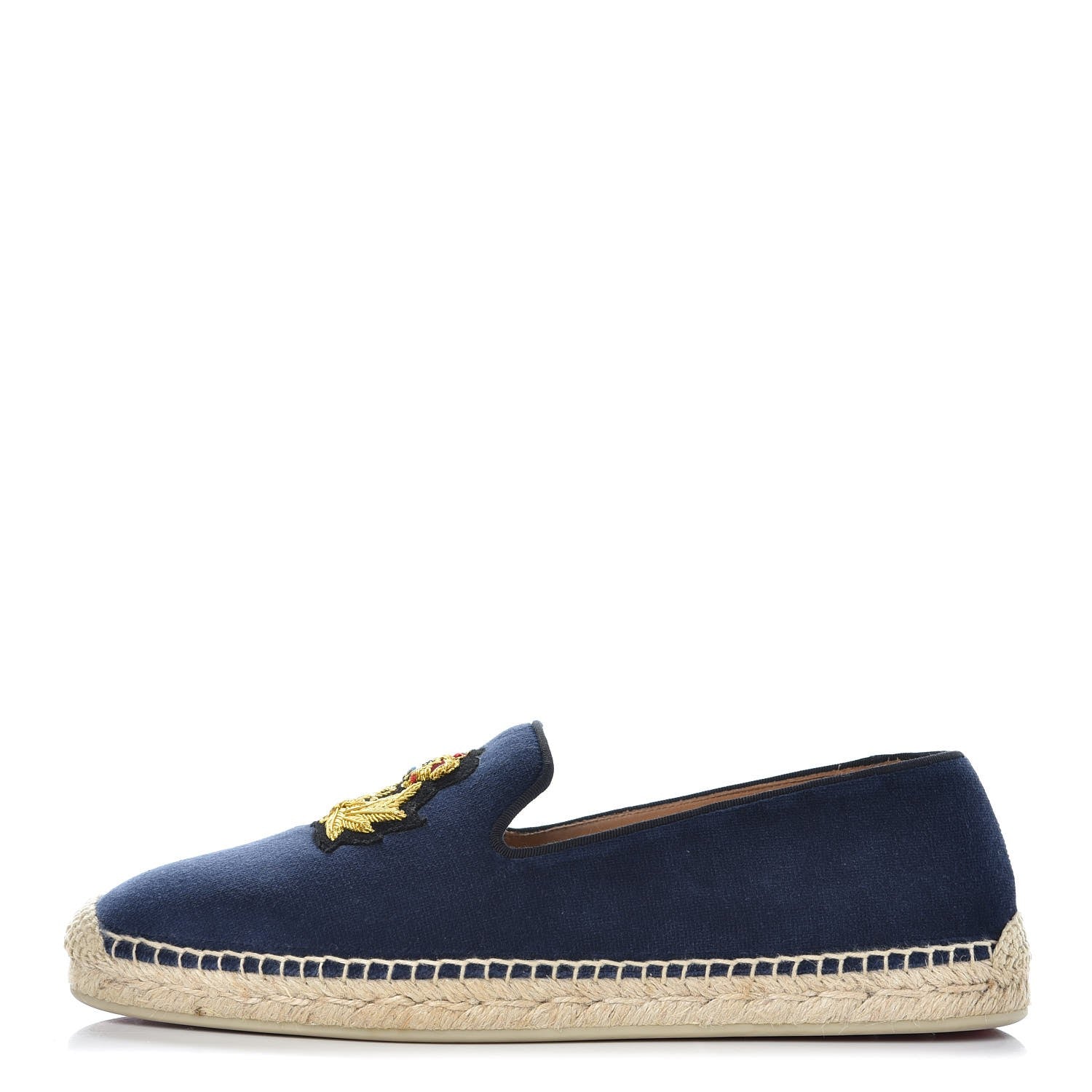 Christian Louboutin Velvet Nanou Orlato Espadrilles 41 Navy Gold 1 of 9