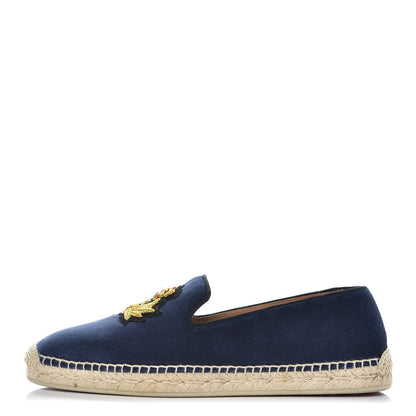 Christian Louboutin Velvet Nanou Orlato Espadrilles 41 Navy Gold 1 of 9
