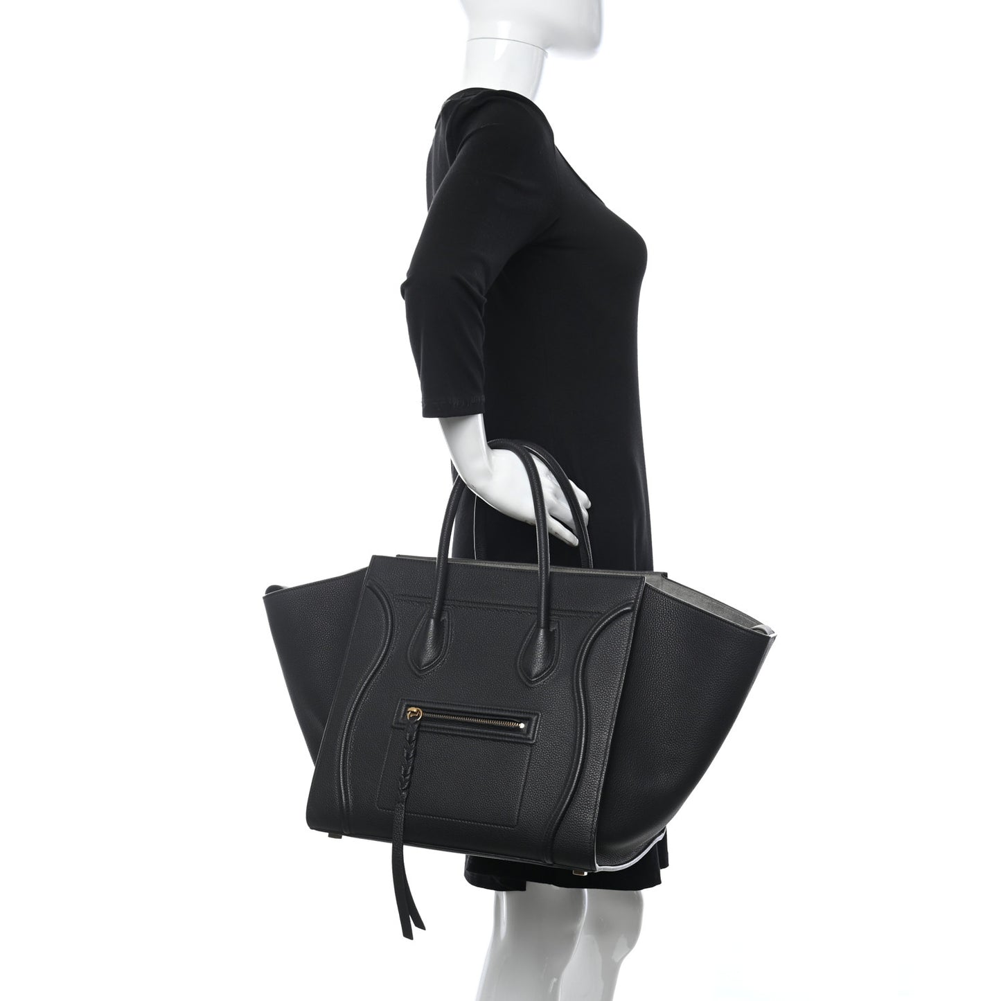 Grained Calfskin Medium Phantom Luggage Black