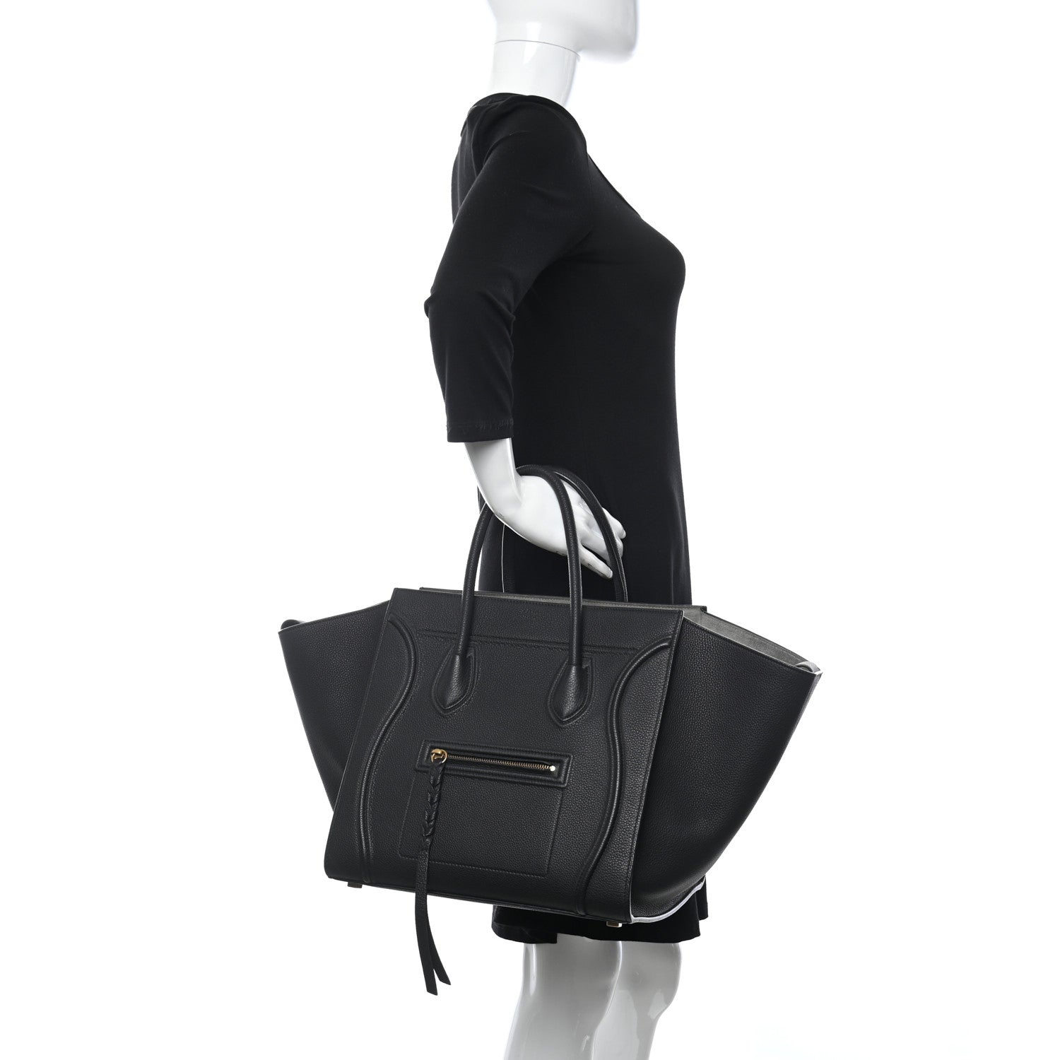 Celine Grained Calfskin Medium Phantom Luggage Black 2 of 12