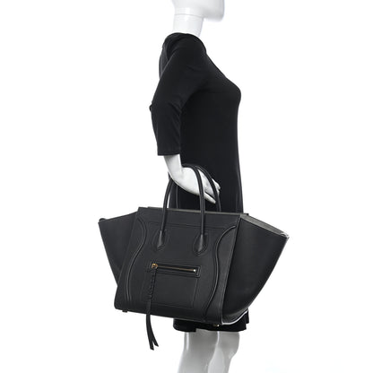 Celine Grained Calfskin Medium Phantom Luggage Black 2 of 12