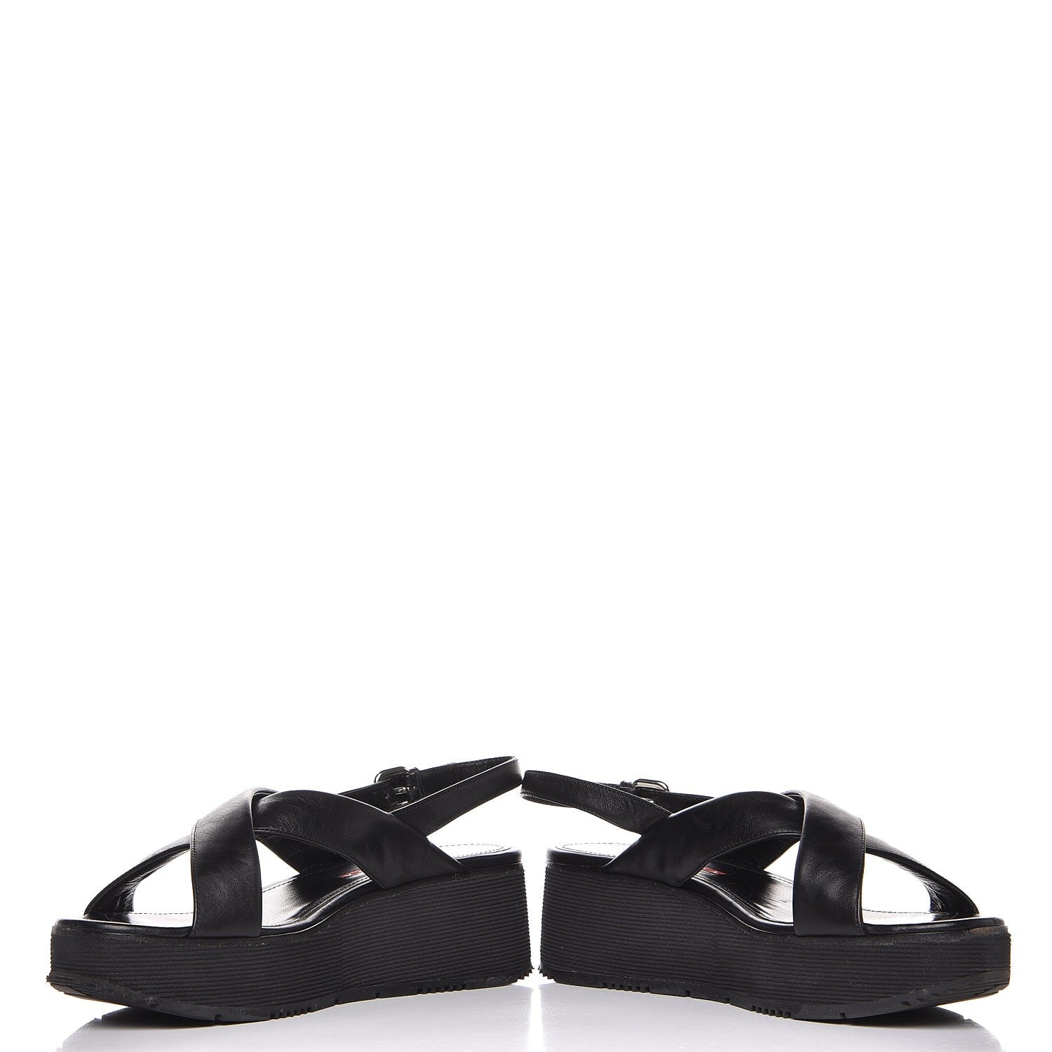 Prada Lambskin Sport Platform Sandals 38 Black 6 of 12
