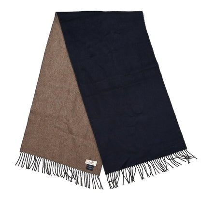 Hermes Cashmere Fringe Double Face Scarf Marine Bronze 2 of 4