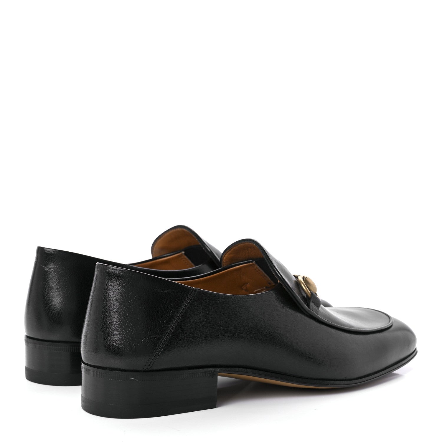 Gucci Goatskin Womens Horsebit Mid-Heel Loafers 37 Black 4 of 8