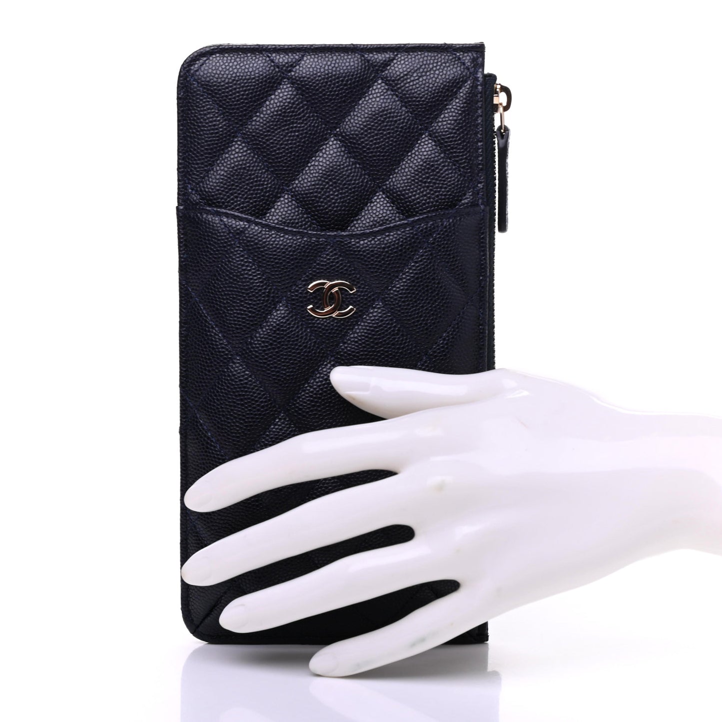 Caviar Quilted Classic iPhone Pouch Navy