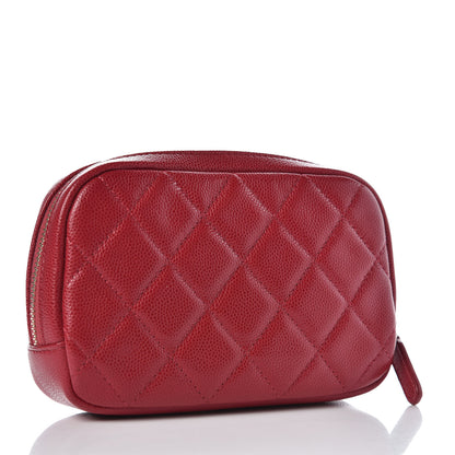 Chanel Caviar Quilted Small Curvy Pouch Cosmetic Case Dark Pink 3 of 8