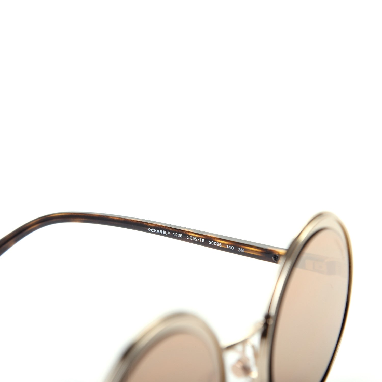 Chanel Metal Round Sunglasses 4226 Tortoise Gold 5 of 8