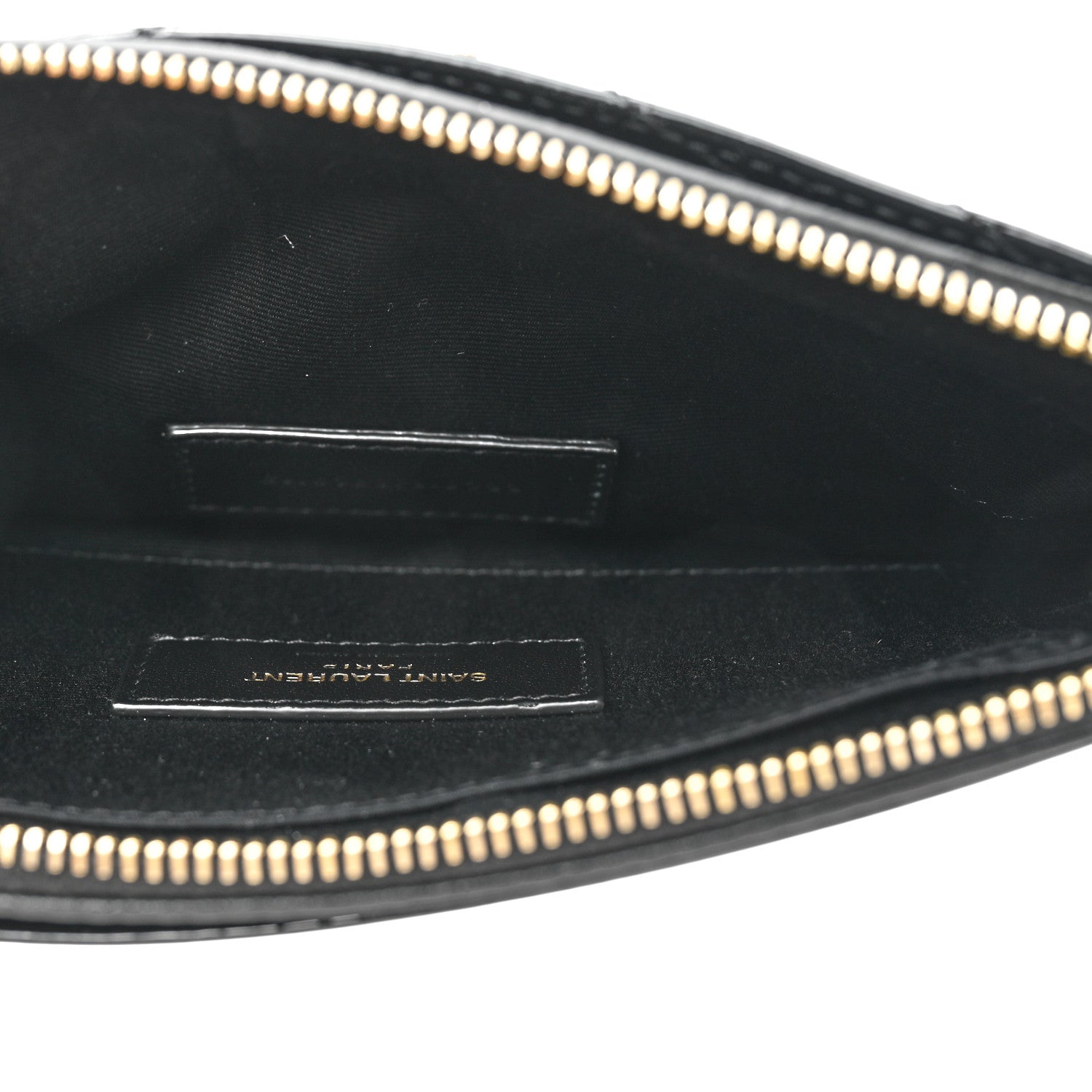 Saint Laurent Patent Grain De Poudre Matelasse Chevron Monogram Bill Pouch Black 5 of 9
