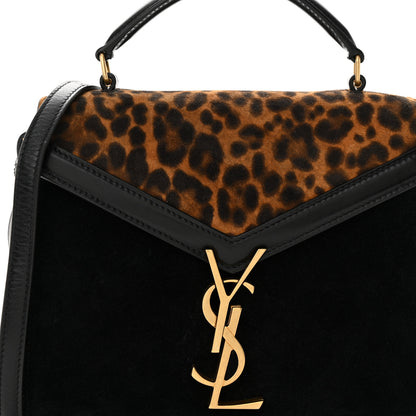 Saint Laurent Suede Leopard Print Mini Classic Monogram Cassandra Top Handle Manto Naturale Black 8 of 11
