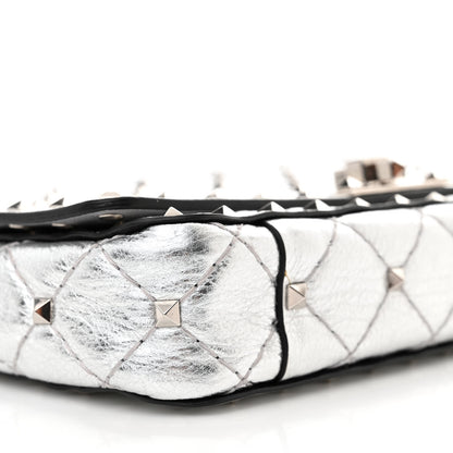 Valentino Garavani Metallic Nappa Rockstud Spike Shoulder Bag Silver 8 of 13