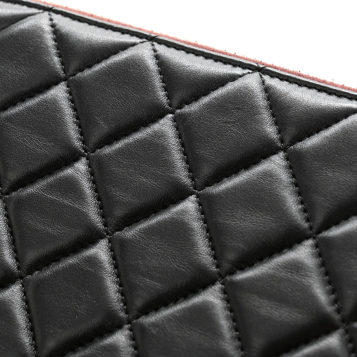 Lambskin Quilted Large Cosmetic Case Black