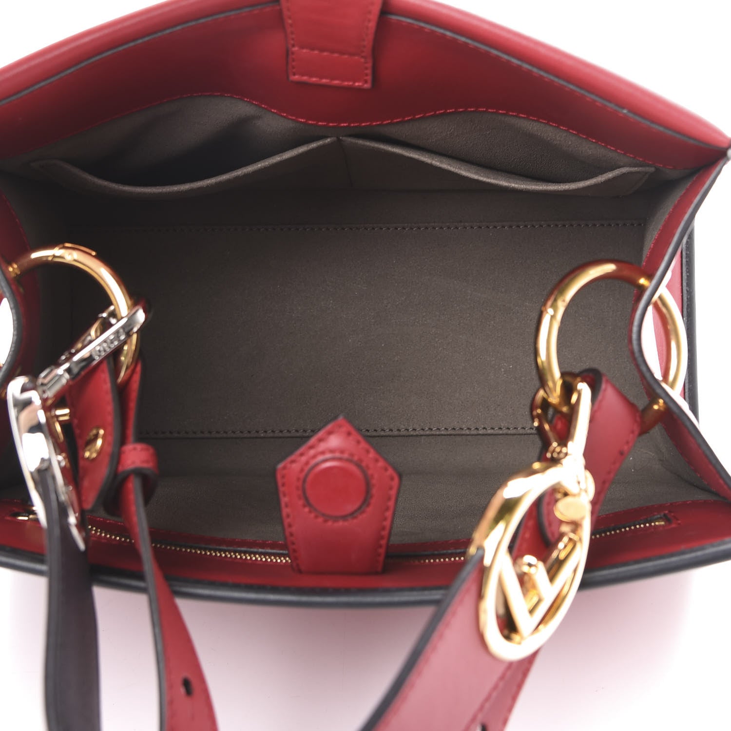 Fendi Vitello Century Opaco F is Fendi Bi-Color Small Runaway Satchel Fragola Black 4 of 10