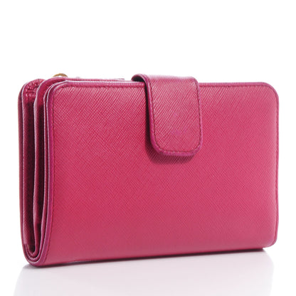Prada Saffiano Metal Wallet Ibisco 3 of 10