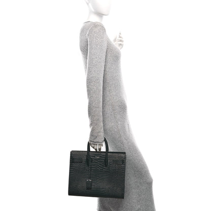 Saint Laurent Patent Crocodile Embossed Small Sac de Jour Dark Green 2 of 9