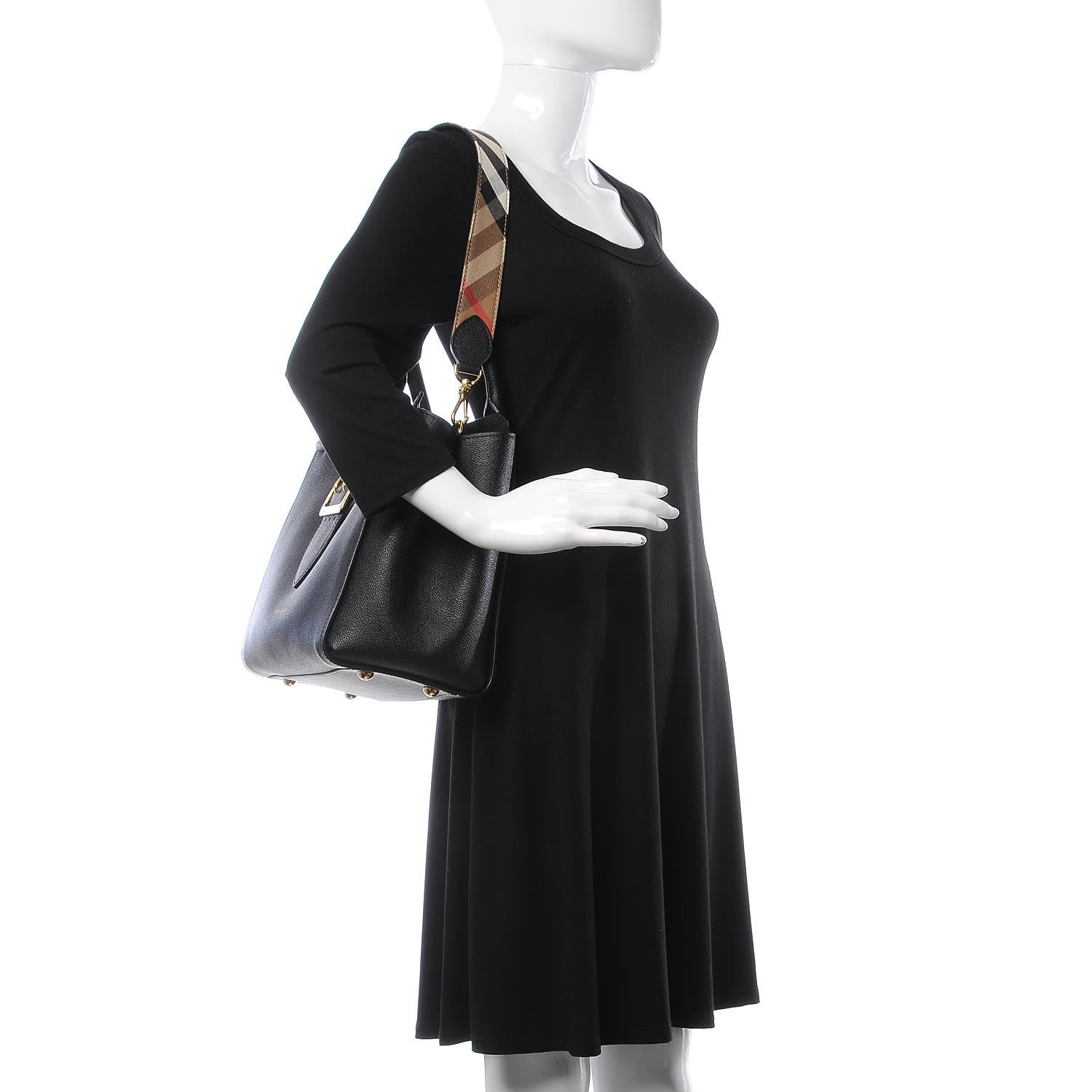 Burberry Soft Grain Calfskin Medium Buckle Tote Black 2 of 7