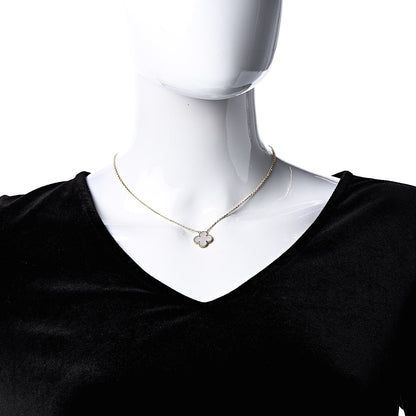 Van Cleef & Arpels 18K Yellow Gold Mother of Pearl Vintage Alhambra Pendant Necklace 2 of 7