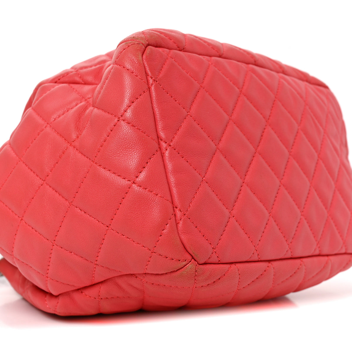 Lambskin Quilted Small CC Chain Drawstring Bucket Bag Red