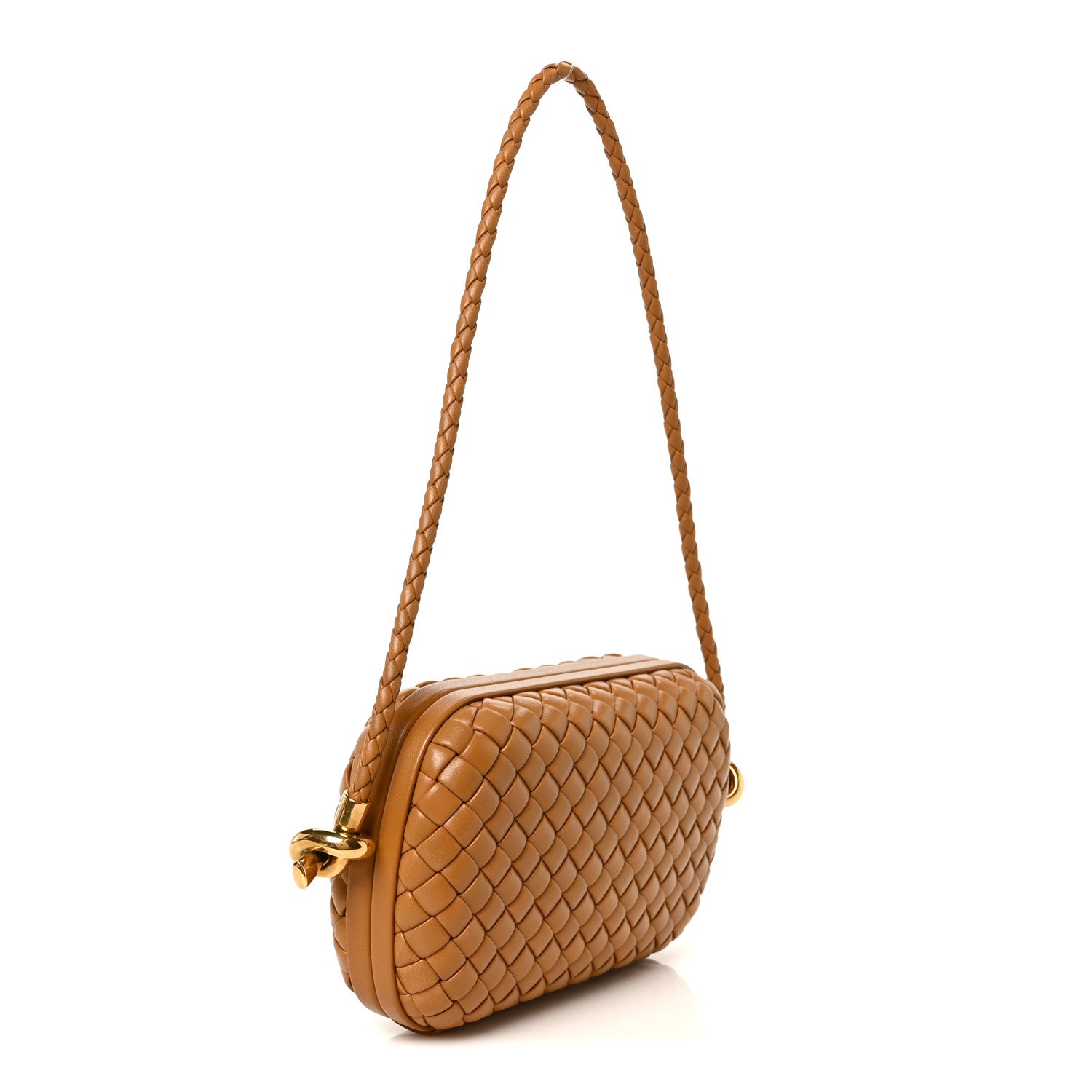 Bottega Veneta Calfskin Intrecciato Knot On Strap Camel 3 of 9