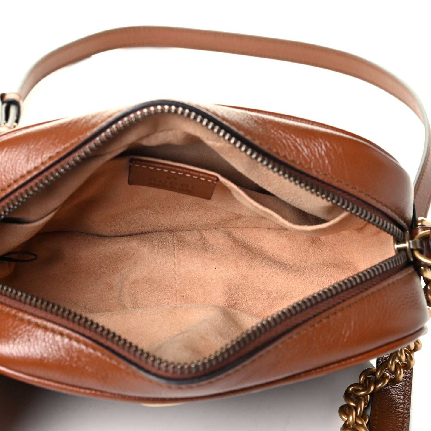 Glazed Calfskin Matelasse Diagonal Mini GG Marmont Chain Shoulder Bag Cuir