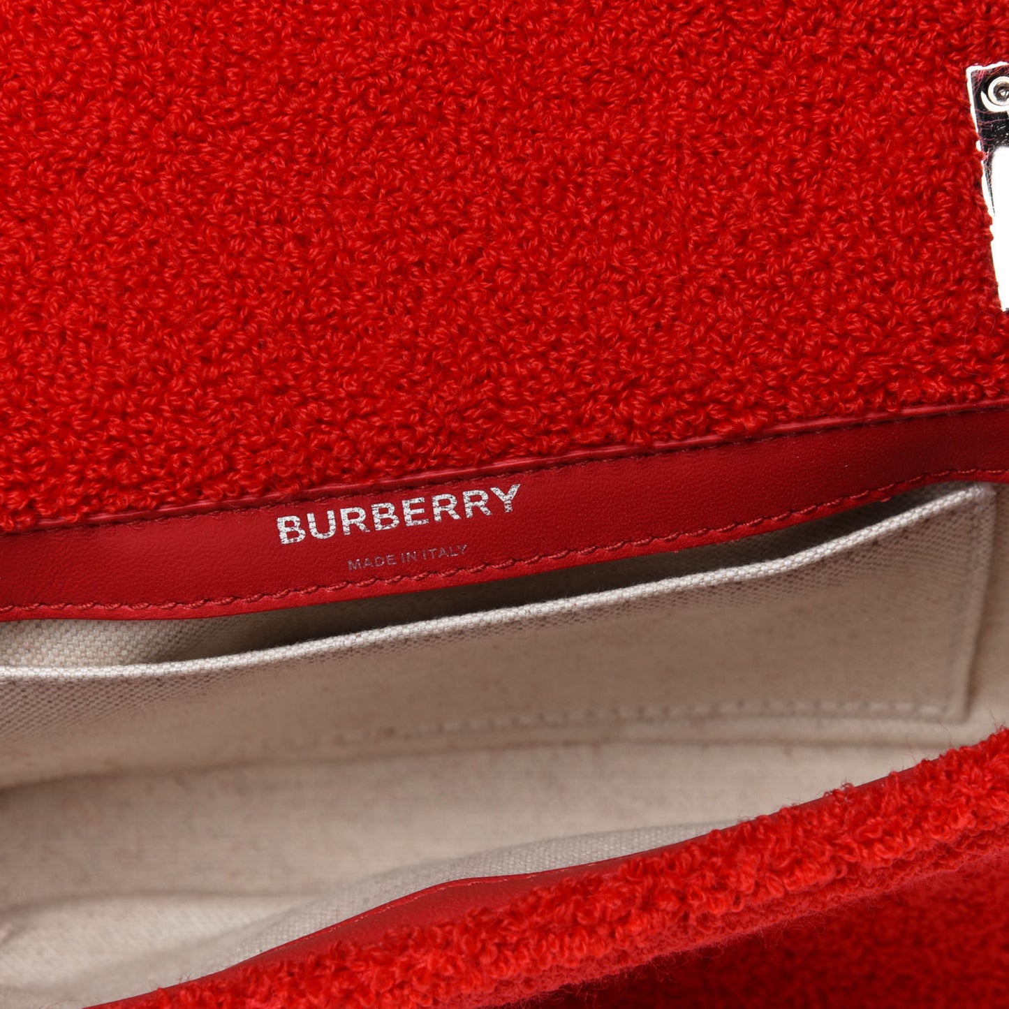 Cotton Terry Cloth Small Love Lola Bag Red White