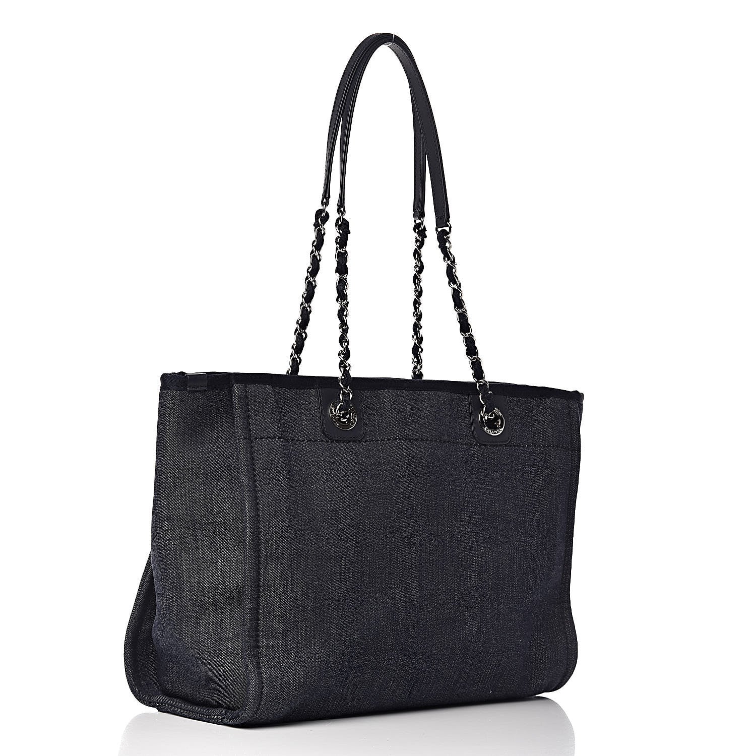 Chanel Denim Small Deauville Tote Dark Blue 3 of 11