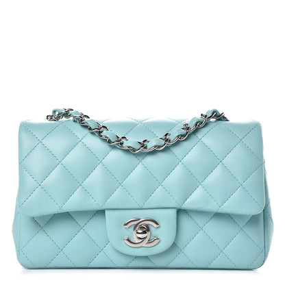 Chanel Lambskin Quilted Mini Rectangular Flap Light Blue 1 of 8