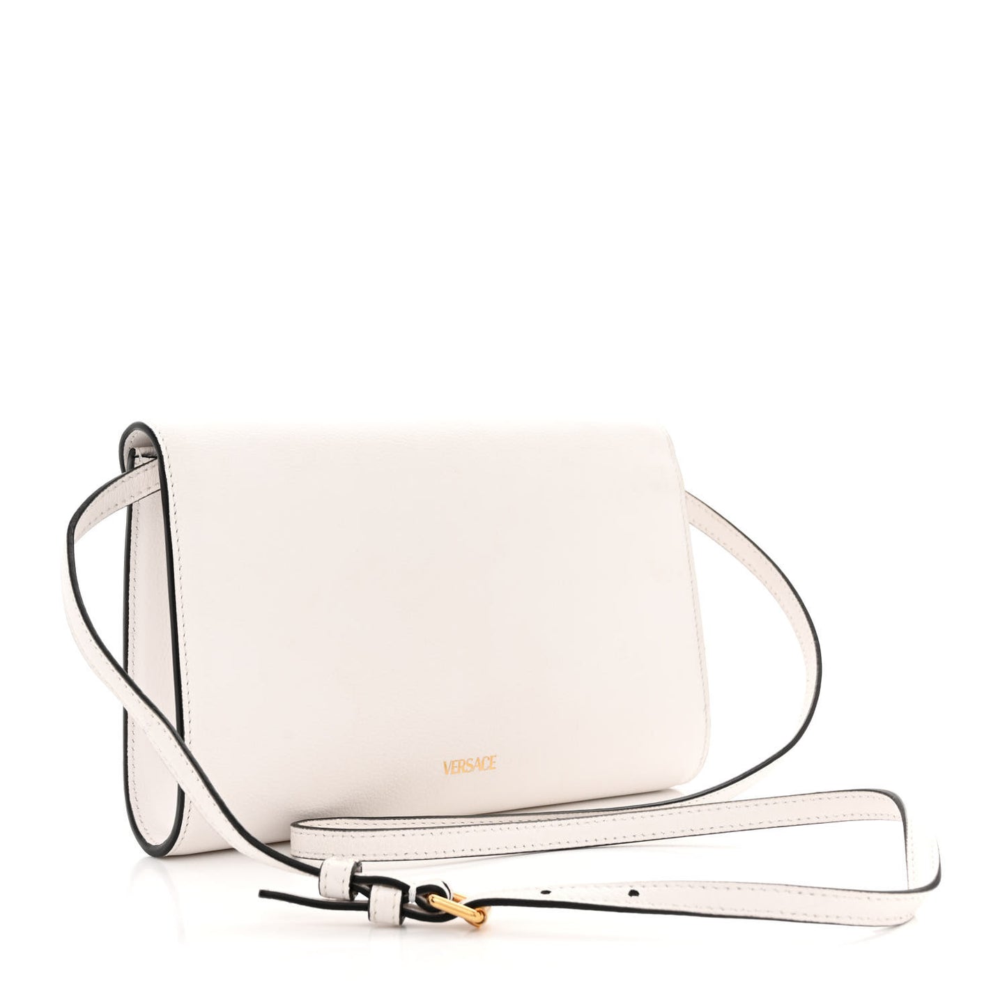 Grained Calfskin La Medusa Crossbody Bag White