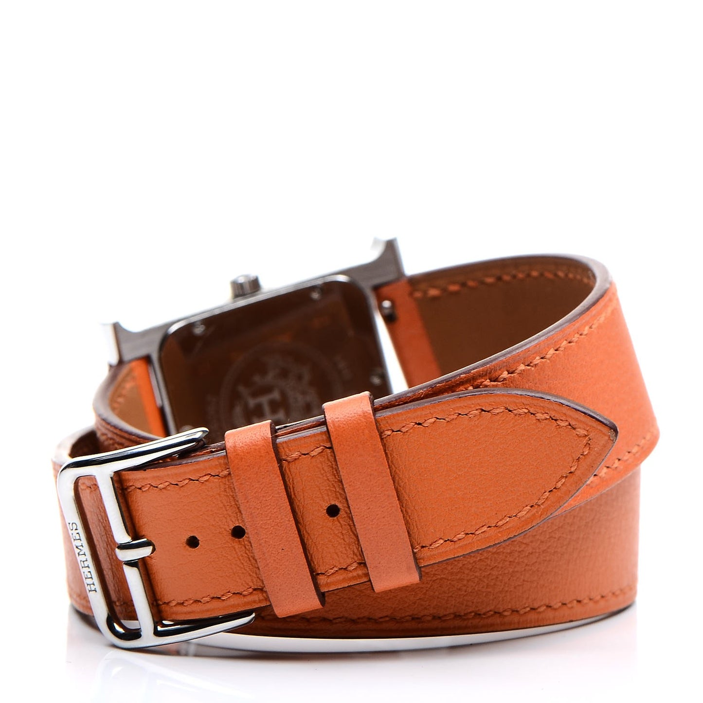 Stainless Steel Swift 26mm Heure H Hour Double Tour Quartz Watch Orange