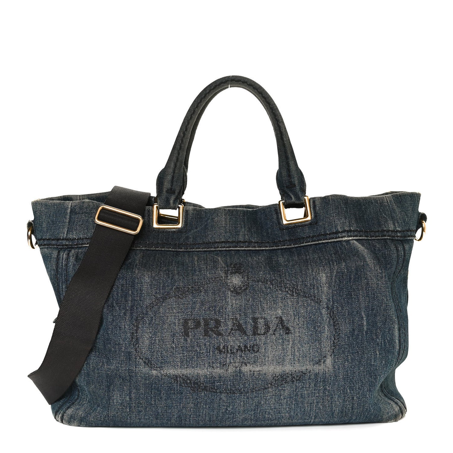 Denim Large Logo Shopping Tote