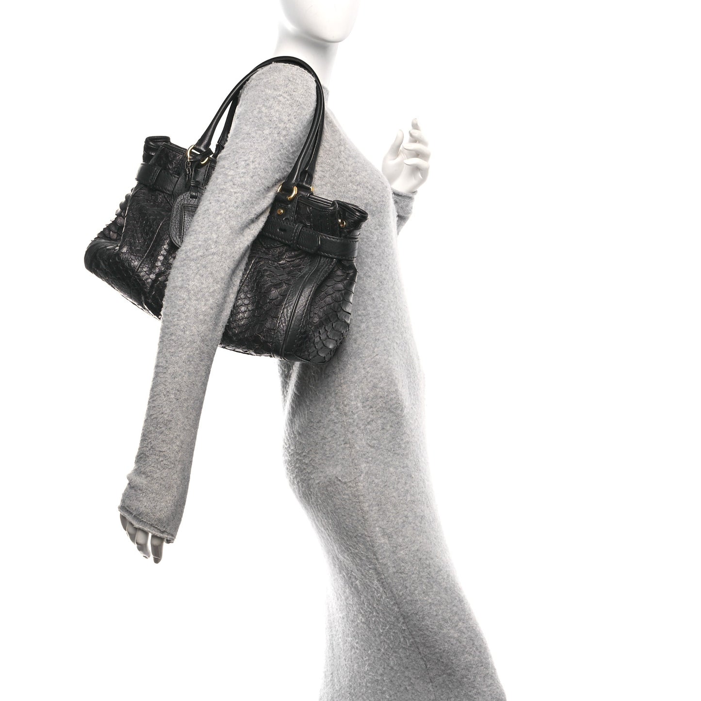 Snakeskin Medium GG Running Tote Black