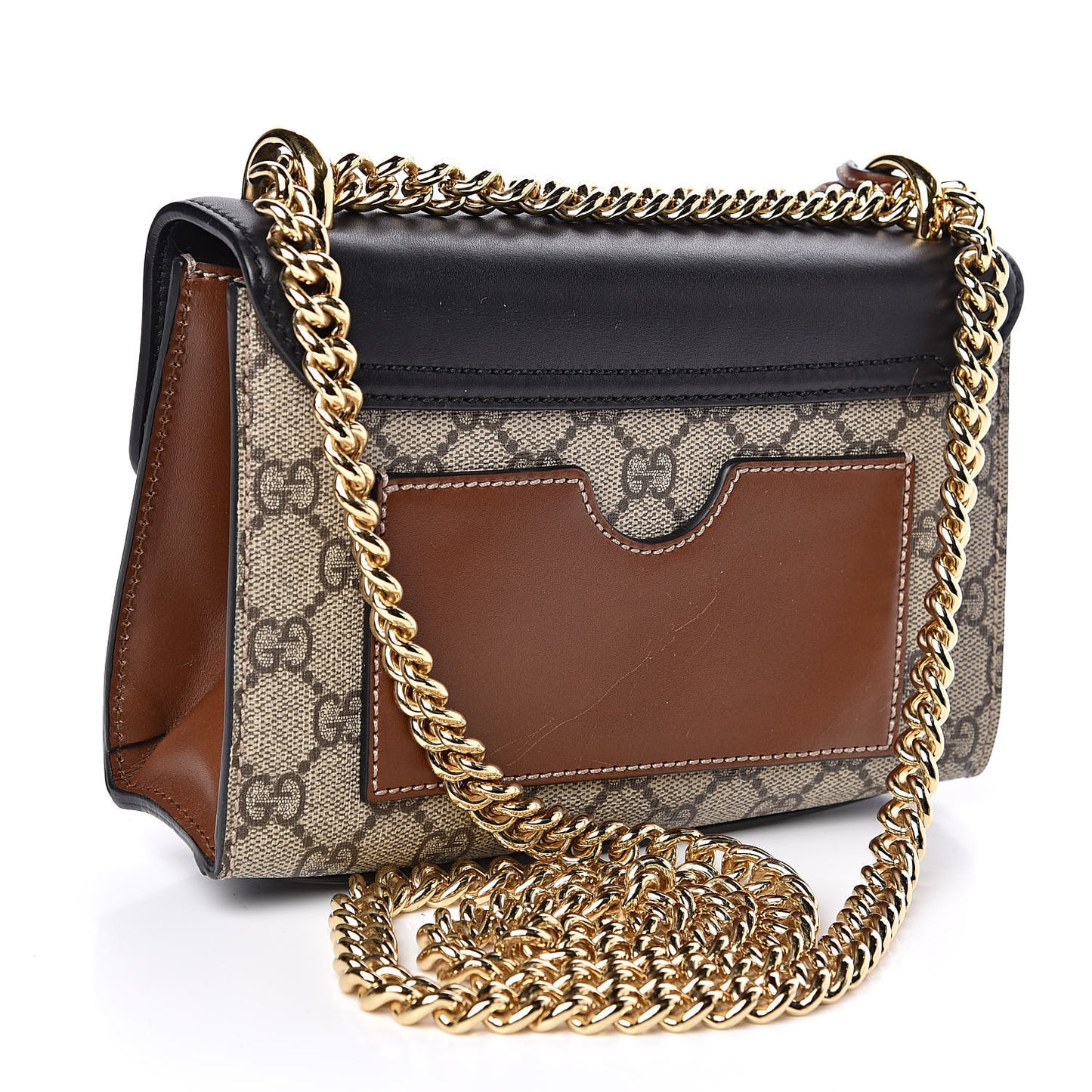 GG Supreme Monogram Calfskin Small Padlock Shoulder Bag Beige Black Cuir