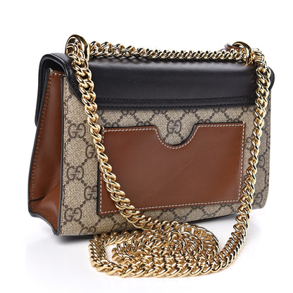 Gucci GG Supreme Monogram Calfskin Small Padlock Shoulder Bag Beige Black Cuir 3 of 14