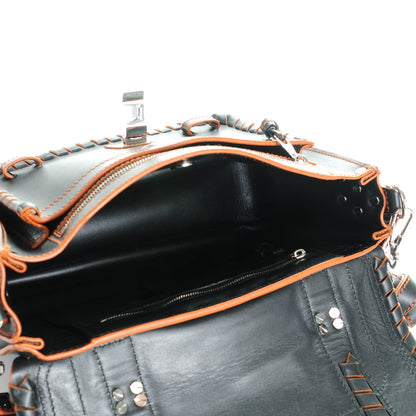Proenza Schouler Calfskin Medium Whipstitch PS1 Satchel Black Orange 5 of 8