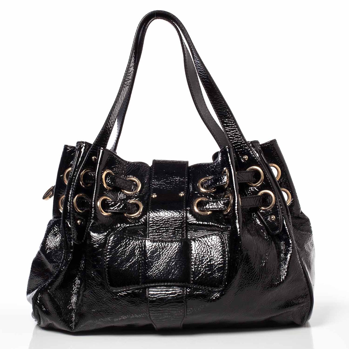 Crushed Patent Riki Bag Black