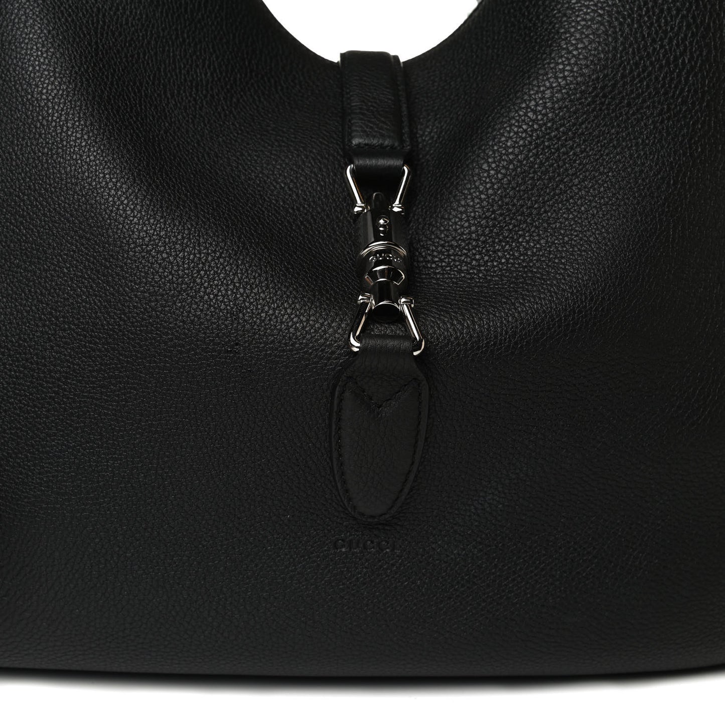 Soft Grained Calfskin Large Jackie Hobo Black